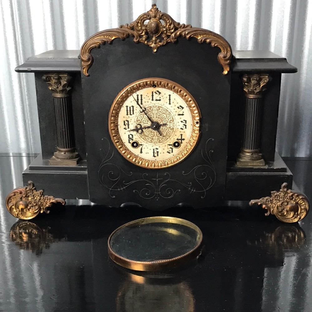 ANTIQUE MANTEL CLOCK-WM L GILBERT-MAJESTIC CLOCK-WINSTED,CONN.-PAT.1881
